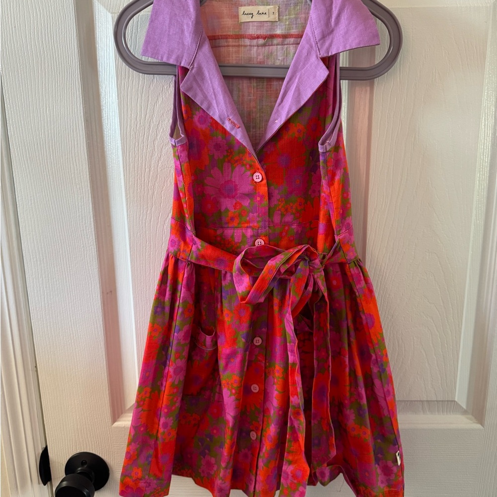 Girls collared button up dress - Picture 2 of 3